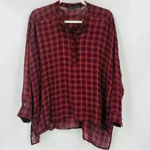 Zara Woman‎ Plaid Red/Black Swing Top Size Small